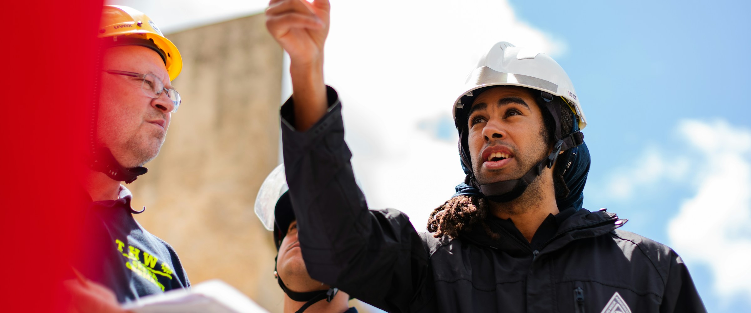 Engineers collaborating on a design review